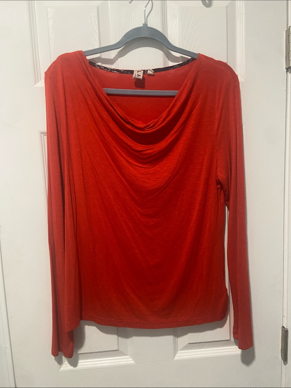 dolan Red Cowl-Neck Long Sleeve Tee